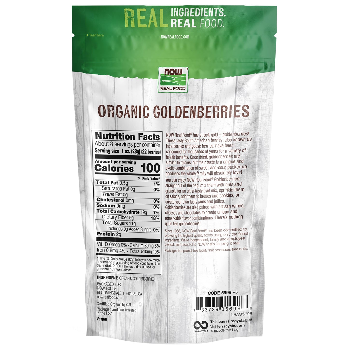 NOW Foods, Organic GoldenBerries, South American Superfruit, 8 oz