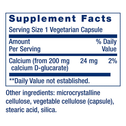 Life Extension Calcium D-Glucarate, 200 mg - Supports Detoxification, Helps Flush Out Unwanted Compounds – Gluten-Free, Non-GMO, Vegetarian – 60 Capsules