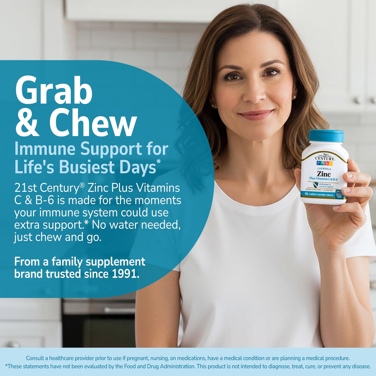 21st Century Zinc Chewable Withc & B6 - Cherry, 90 Count