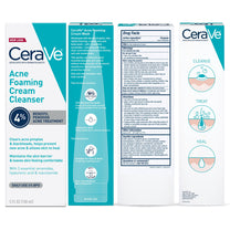 CeraVe Foaming Acne Cream Cleanser, Face Wash with 4% Benzoyl Peroxide, 5oz