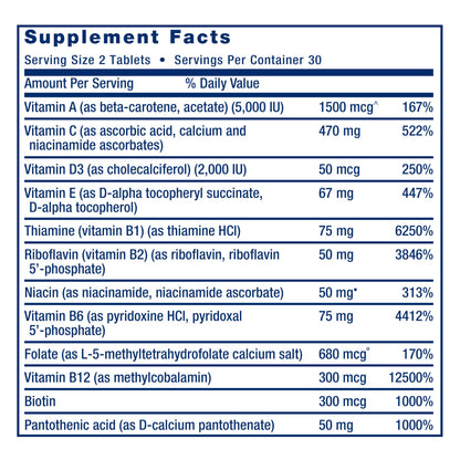 Life Extension Two-Per-Day Multivitamin – Daily Dose of Vitamins & Minerals for Men and Women - Complete Essential Vitamin Supplement for Energy, Health – Gluten-Free – Non-GMO – 60 Tablets