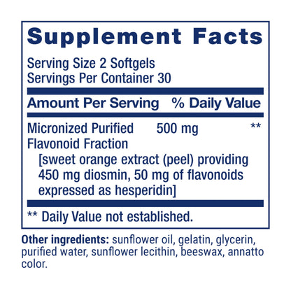 Life Extension Youthful Legs, Blood Flow, Vein Support, Circulation Supplement, Leg Health, Orange Peel Extract, diosmin, Gluten Free, Non-GMO, 60 softgels
