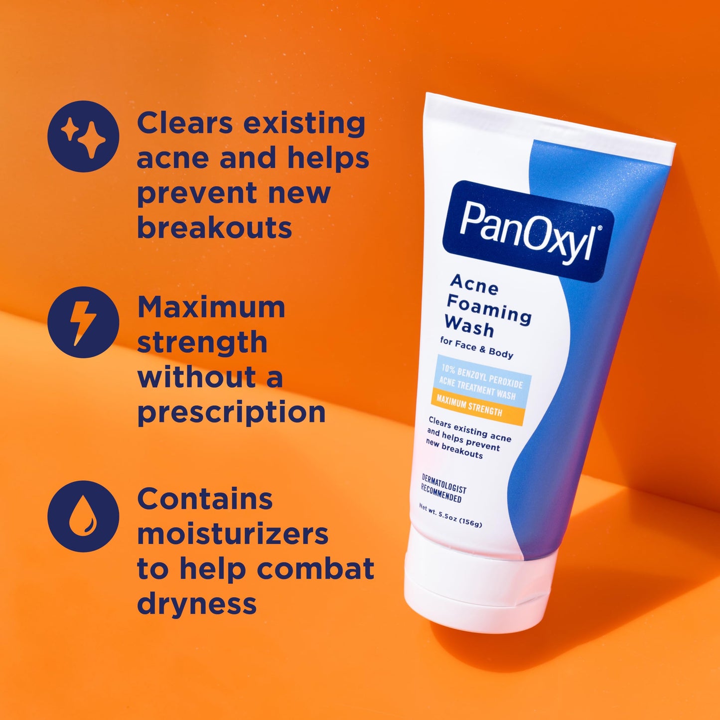 PanOxyl Acne Foaming Wash, 10% Benzoyl Peroxide, 5.5 oz, Pack of 2