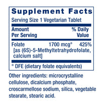 Life Extension Optimized Folate – L-methylfolate – Heart & Brain Support, Healthy Homocysteine Levels – Non-GMO, Gluten-Free, Vegetarian – 1700 mcg DFE, 100 Vegetarian Tablets
