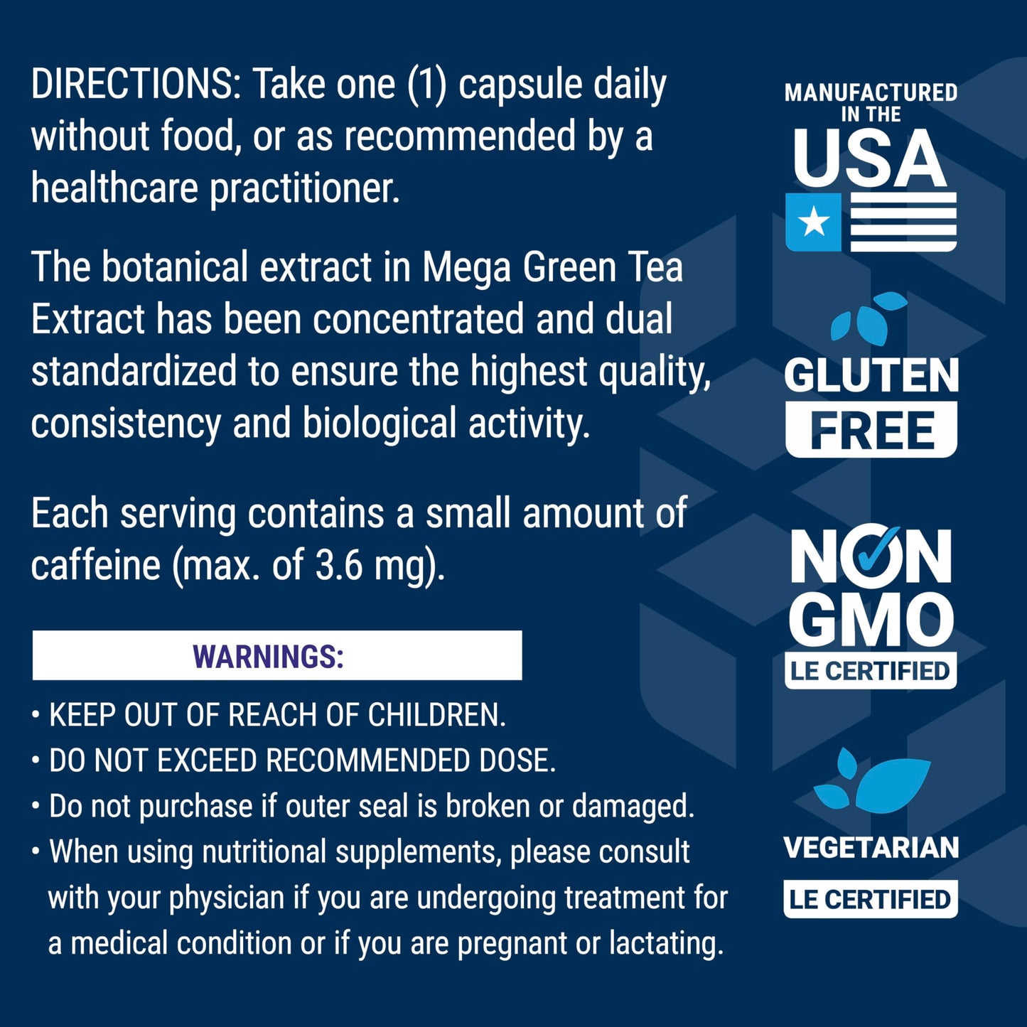 Life Extension Decaffeinated Mega Green Tea Extract – Polyphenol-Rich, Cell Health, Heart Health, Brain Health, Antioxidant Protection – Non-GMO, Gluten-Free, Vegetarian – 100 Capsules