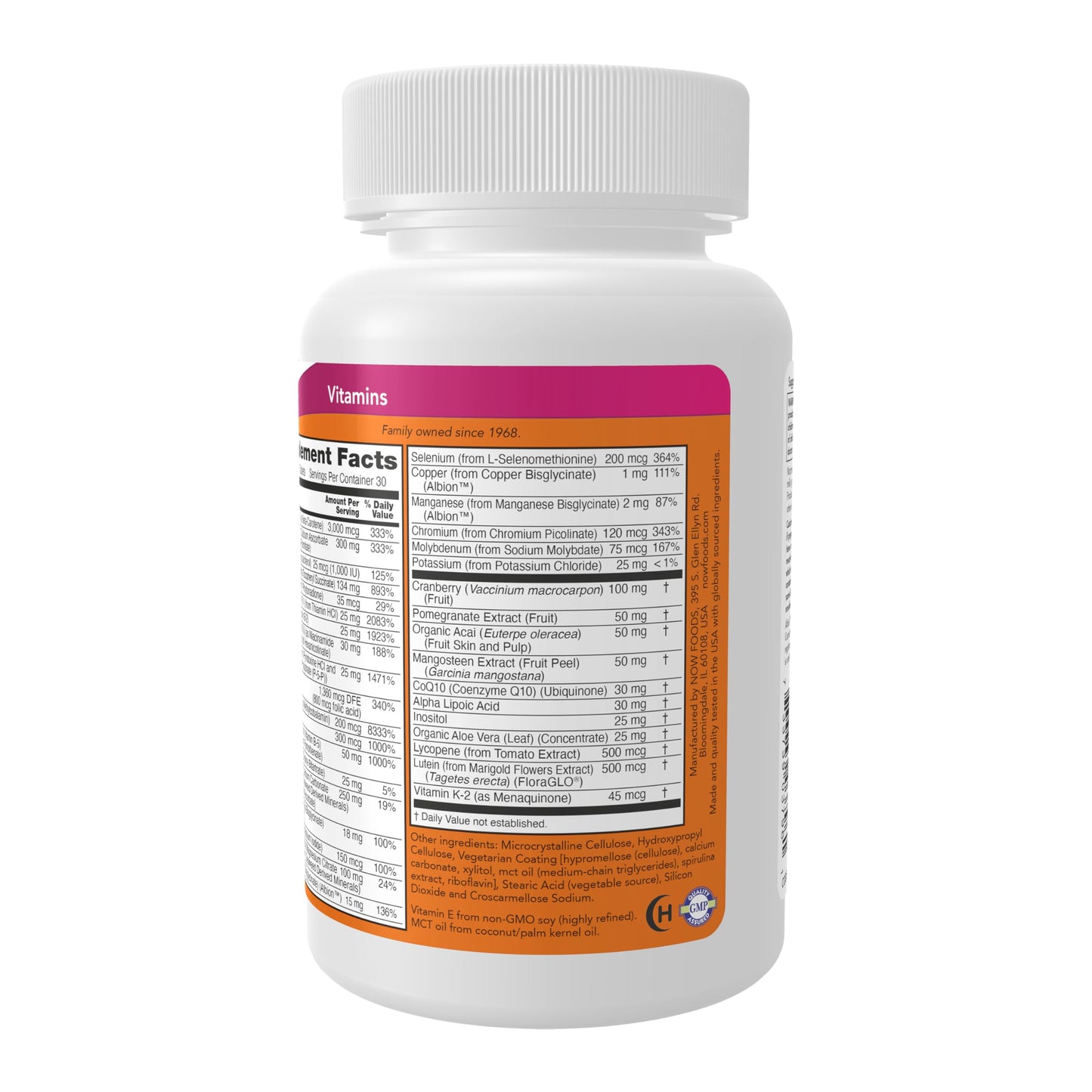 NOW Foods Supplements, Eve™ Women's Multivitamin with Cranberry, Alpha Lipoic Acid and CoQ10, plus Superfruits - Pomegranate, Acai & Mangosteen, 90 Tablets