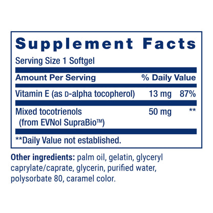 Life Extension Super Absorbable Tocotrienols, Vitamin E as D-Alpha tocopherol, Mixed tocotrienols, Support Hair Growth, Brain Function, Gluten-Free, Non-GMO, 60 softgels