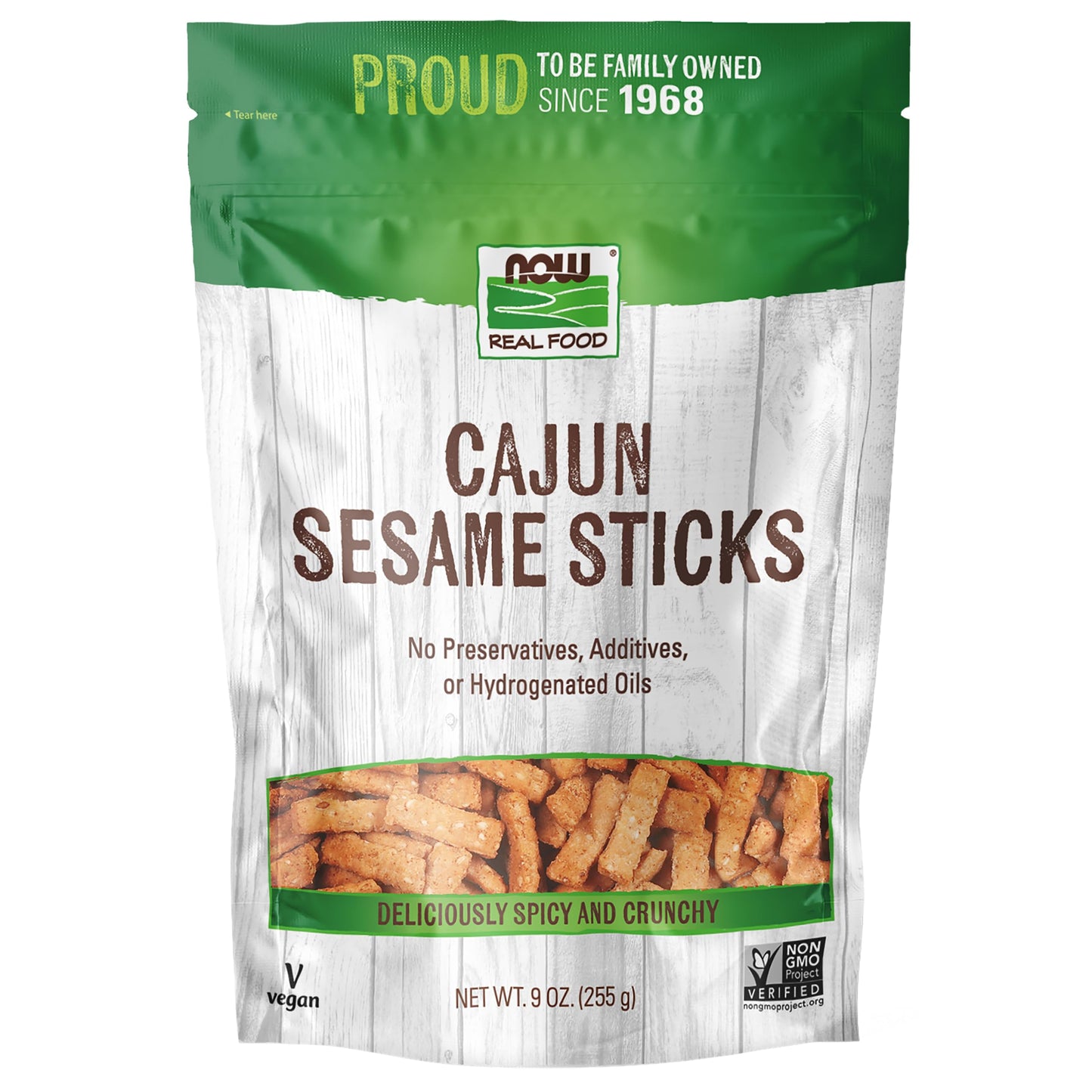 NOW Foods, Cajun Sesame Sticks, Product of the USA, No Preservatives, Additives or Hydrogenated Oils, Delicious Spicy Cajun Flavor, Certified Non-GMO, 9-Ounce (Packaging May Vary)