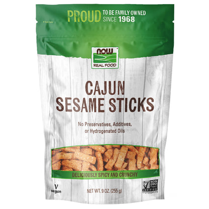 NOW Foods, Cajun Sesame Sticks, Product of the USA, No Preservatives, Additives or Hydrogenated Oils, Delicious Spicy Cajun Flavor, Certified Non-GMO, 9-Ounce (Packaging May Vary)