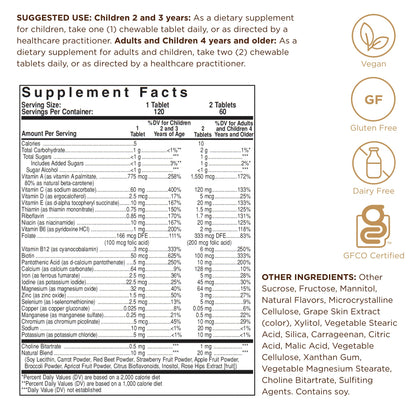 Solgar Kangavites Multivitamin and Mineral Chewable Tablets, Bouncin' Berry Flavor, 120 Count