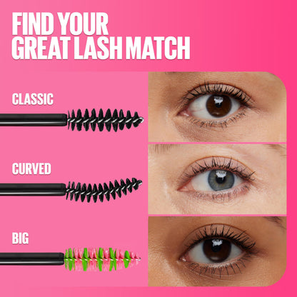 Maybelline Makeup Great Lash BIG Washable Mascara, Very Black Volumizing Mascara, 0.34 fl oz