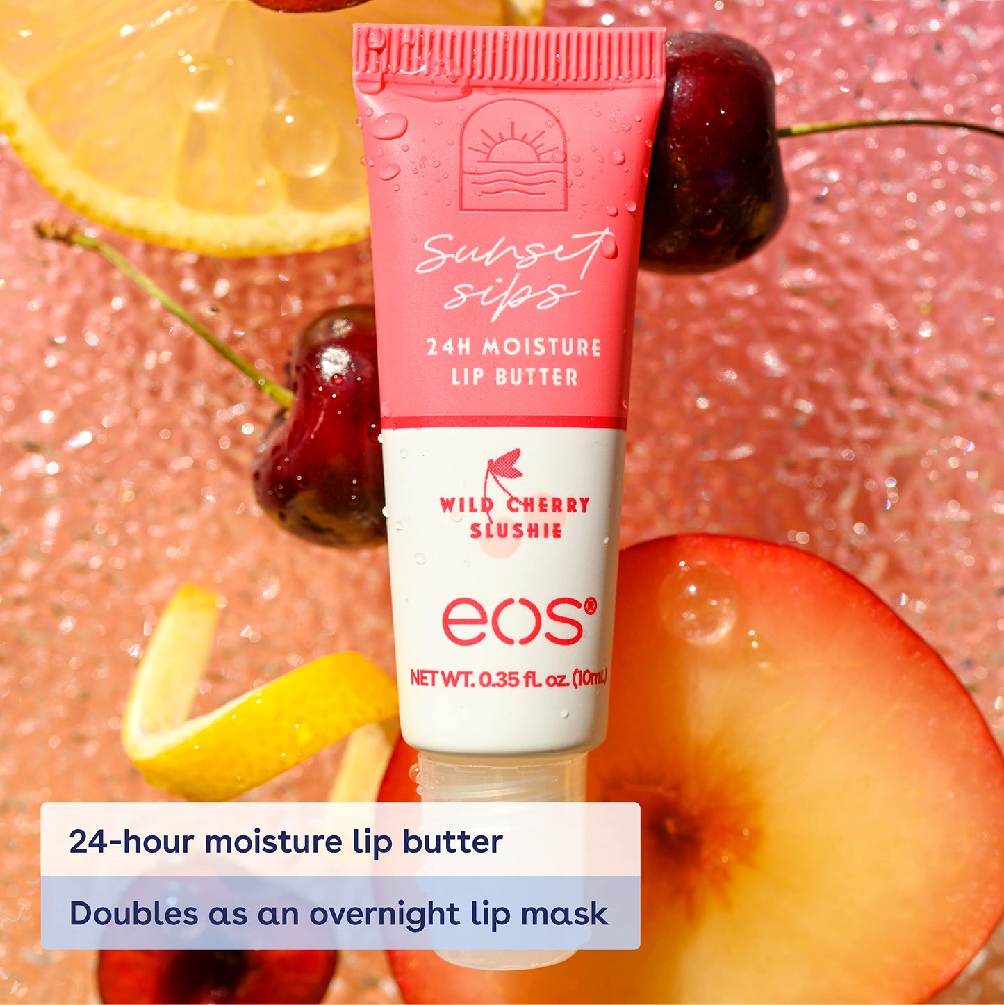 eos Lip Butter Tube, 24-Hour Moisture | Wild Cherry Slushie | Overnight Lip Mask | Pack of 2