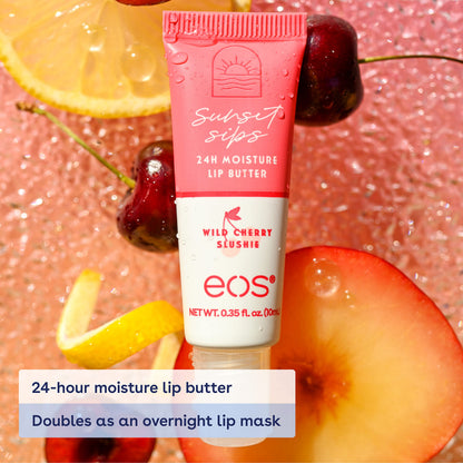 eos Lip Butter Tube, 24-Hour Moisture | Wild Cherry Slushie | Overnight Lip Mask | Pack of 2