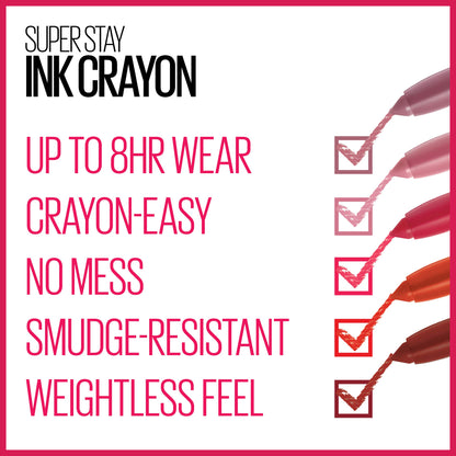 Maybelline SuperStay Ink Crayon Matte Longwear Lipstick With Built-in Sharpener, Know No Limits, 0.04 Ounce