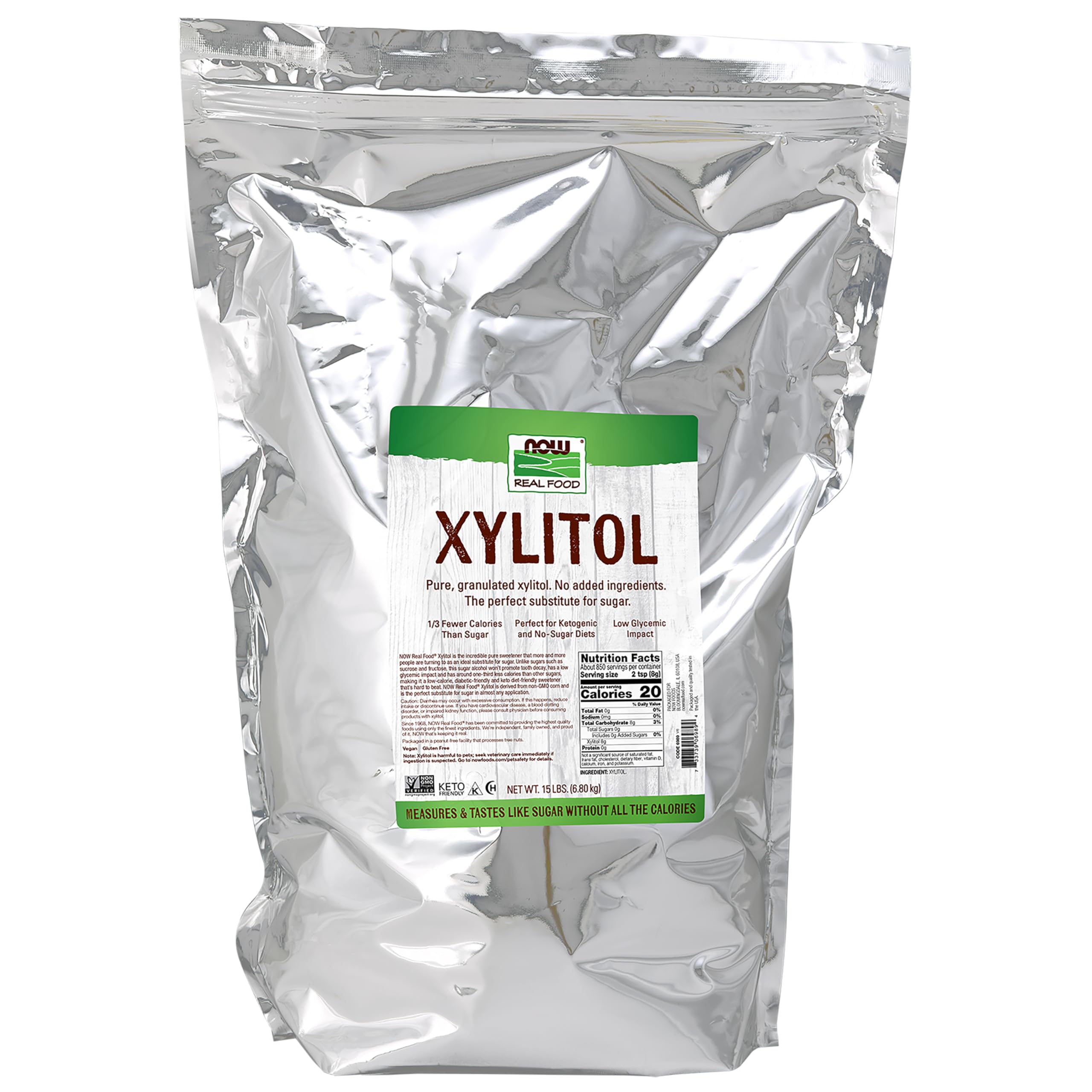 NOW Foods, Xylitol, Pure with No Added Ingredients, Keto-Friendly, Low Glycemic Impact, Low Calorie, 15-Pound (Packaging May Vary)