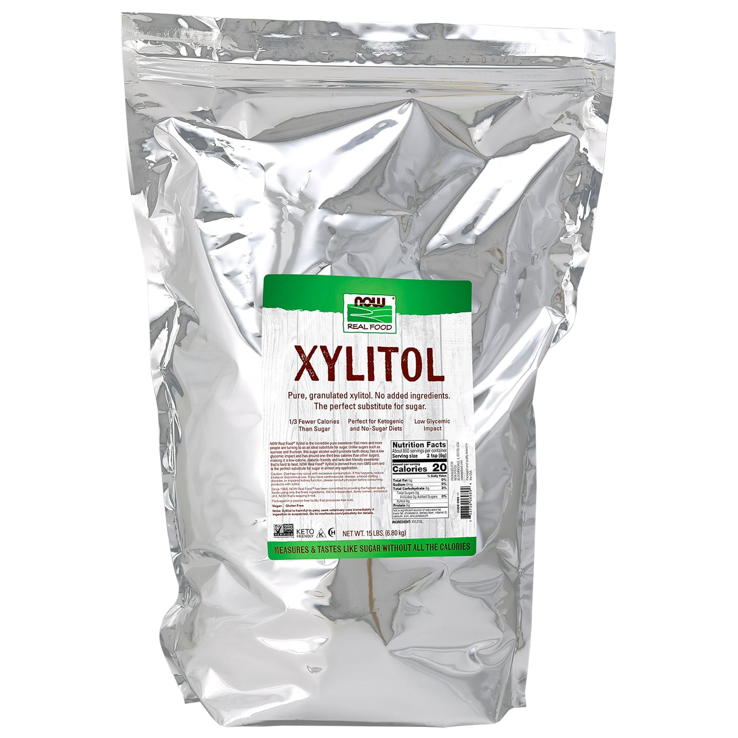 NOW Foods, Xylitol, Pure with No Added Ingredients, Keto-Friendly, Low Glycemic Impact, Low Calorie, 15-Pound (Packaging May Vary)