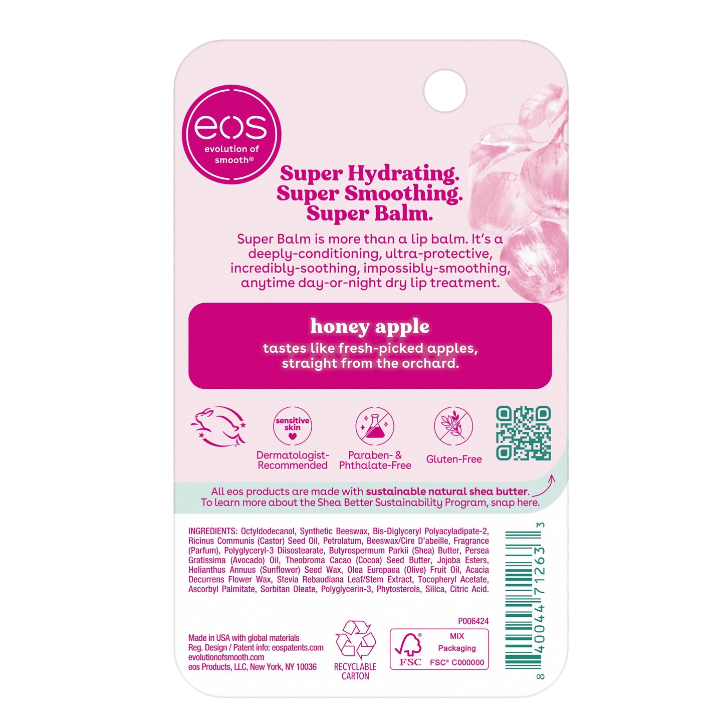 eos 24H Super Balm- Honey Apple, Day or Night Lip Treatment, 0.35 oz