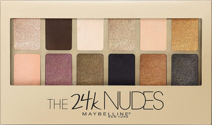 Maybelline The 24K Nudes Gold Eyeshadow Palette Makeup, 12 Pigmented Matte & Shimmer Shades, Blendable Powder, 1 Count