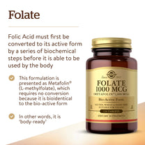 Solgar Folate 1000 mcg, 120 Tablets - 1000 mcg Bio-Active Metafolin