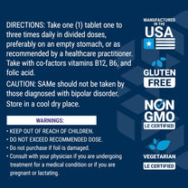 Life Extension Same, S-Adenosyl-Methionine, 400 mg, Mood and Liver Health and Joint Support Supplement, Non-GMO, Vegetarian, Gluten Free, 60 enteric-Coated Tablets
