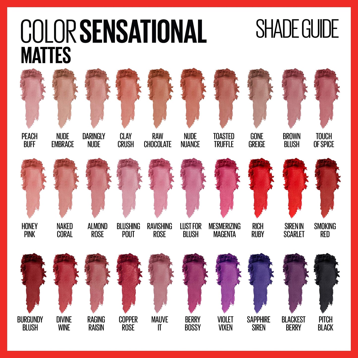 Maybelline Color Sensational Lipstick, Lip Makeup, Matte Finish, Hydrating Lipstick, Nude, Pink, Red, Plum Lip Color, Lust for Blush, 1 Count