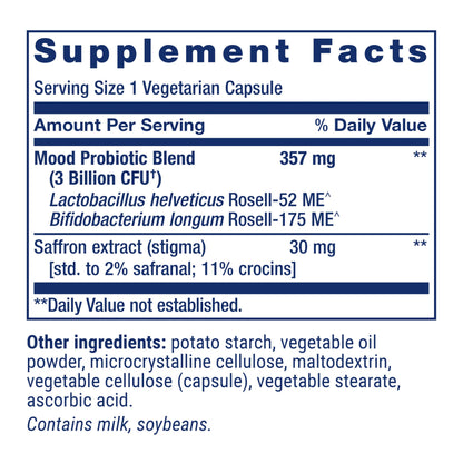 Life Extension FLORASSIST® Probiotic Mood Improve, probiotic and Saffron Blend enhances Mood and Mental Outlook, Non-GMO, Gluten-Free, 1 Daily, Vegetarian, 30 Capsules