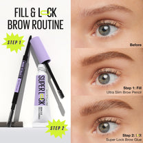 Maybelline Super Lock Brow Glue Eyebrow Gel, Lightweight and Waterproof Tinted Brow Gel For Up To 24HR Hold, Medium Brown, 1 Count