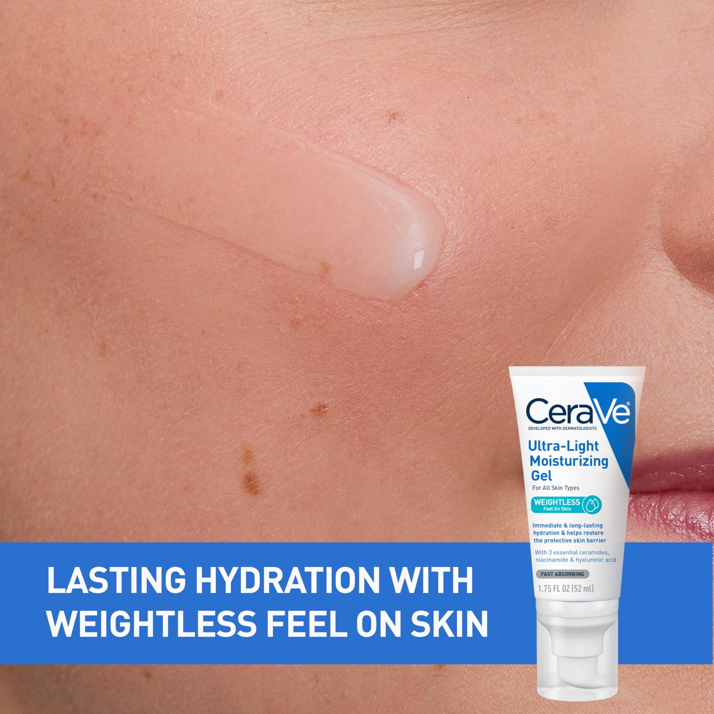 CeraVe Ultra-Light Moisturizing Gel, Niacinamide Face Moisturizer, 1.75oz