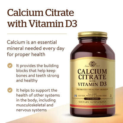 Solgar Calcium Citrate with Vitamin D3, 240 Tablets - 60 Servings