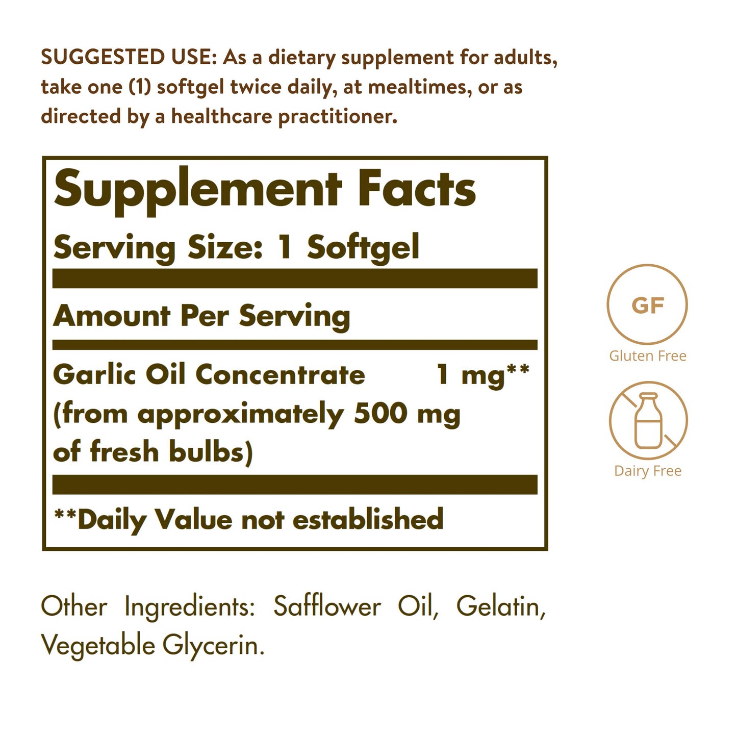 Solgar Garlic Oil Perles, 250 Softgels - Natural Cardiovascular Support