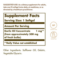 Solgar Garlic Oil Perles, 250 Softgels - Natural Cardiovascular Support