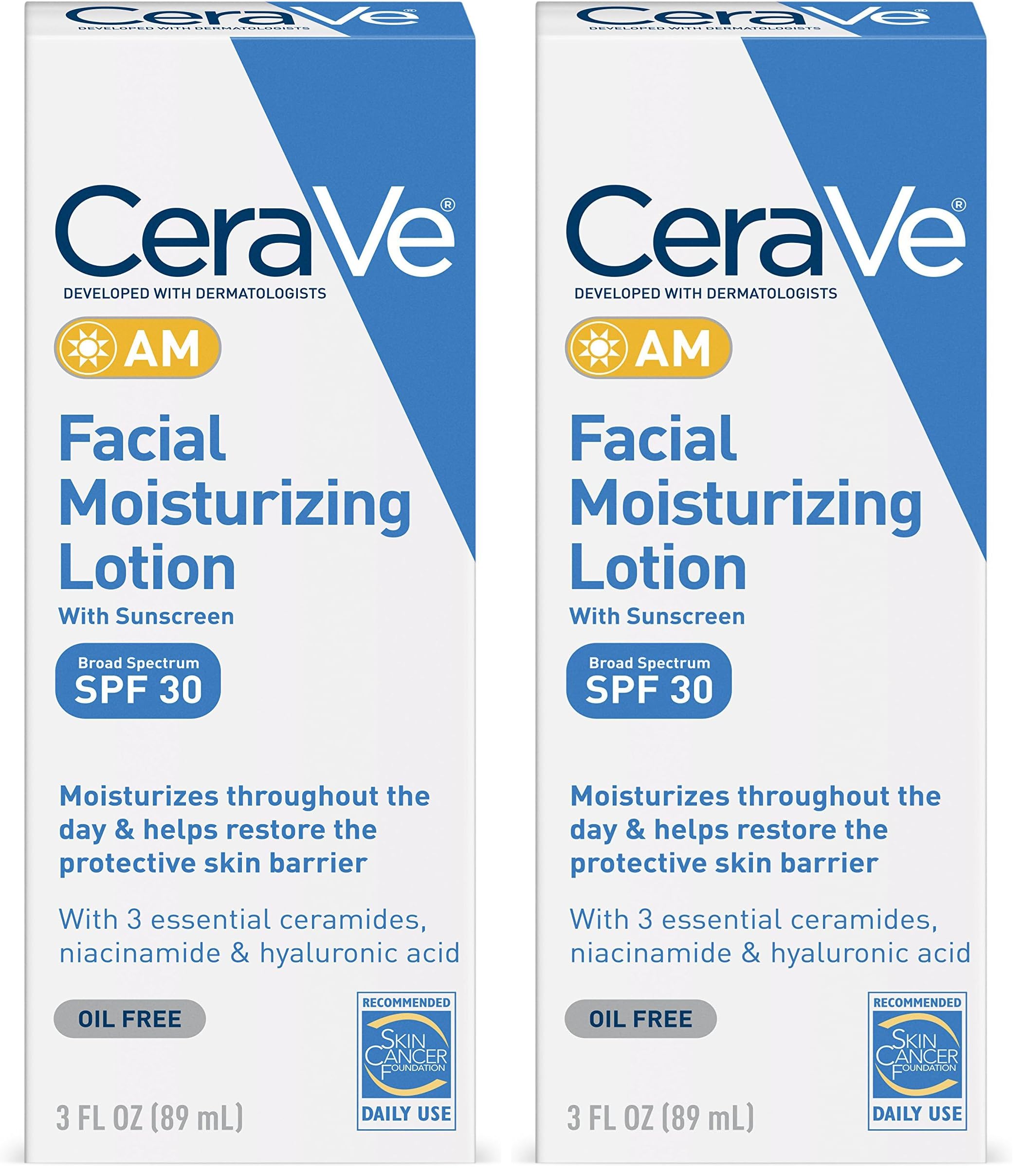 CeraVe Facial Moisturizing Lotion AM SPF 30 | 3 Ounce | Daily Face Moisturizer with SPF | Fragrance Free