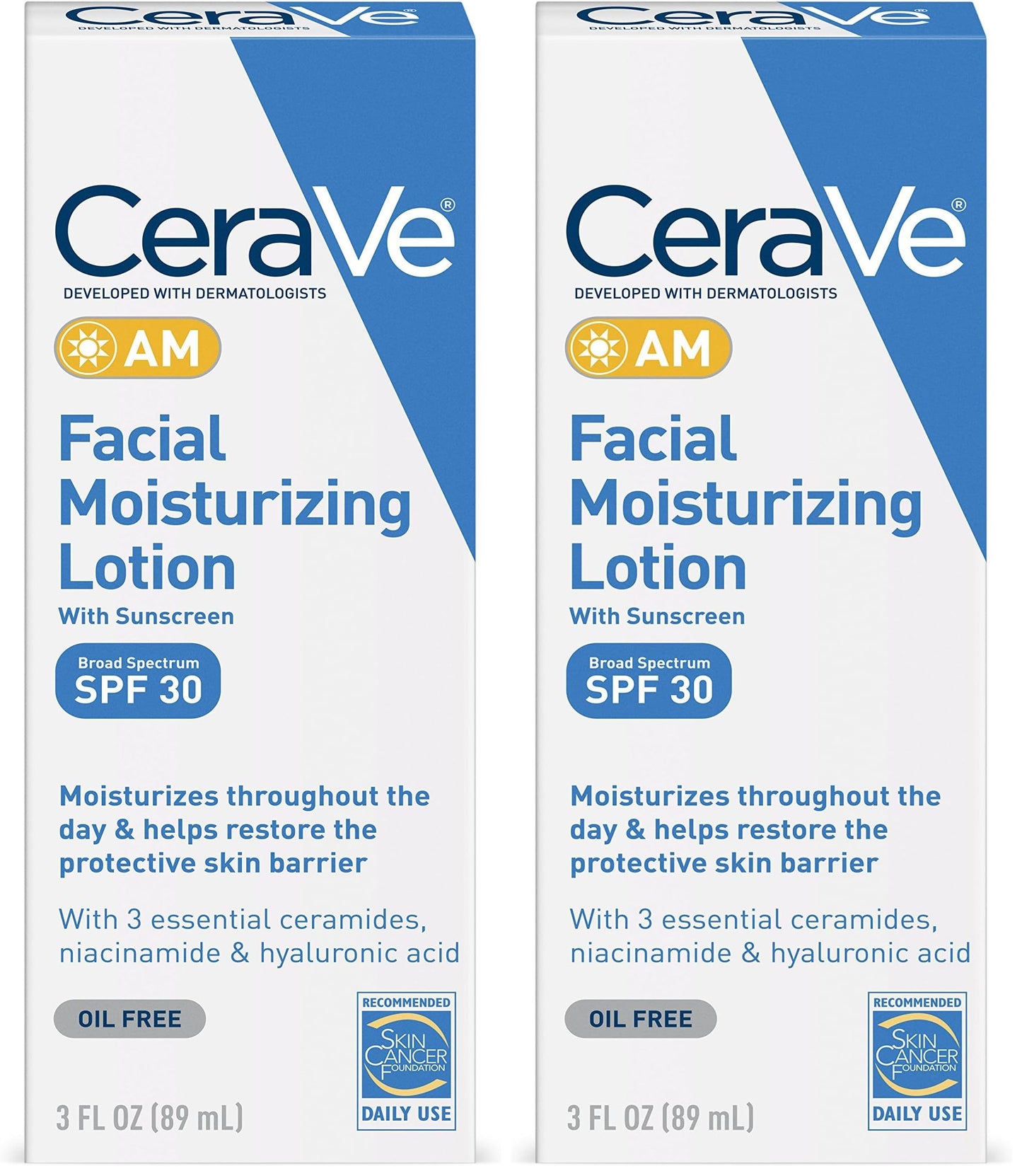 CeraVe Facial Moisturizing Lotion AM SPF 30 | 3 Ounce | Daily Face Moisturizer with SPF | Fragrance Free