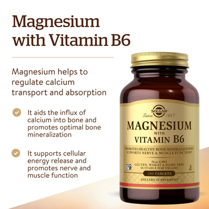 Solgar Magnesium with Vitamin B6, 250 Tablets - Energy Metabolism