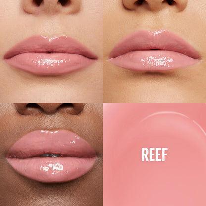 Maybelline Lifter Gloss, Hydrating Lip Gloss with Hyaluronic Acid, High Shine for Plumper Looking Lips, Reef, Peachy Neutral, 0.18 Ounce