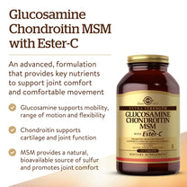 Solgar Extra Strength Glucosamine Chondroitin MSM w/Ester-C, 180 Tablets