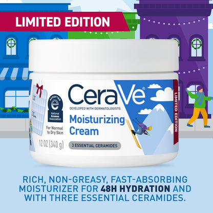 CeraVe Après Ski Moisturizing Cream, Body and Face Moisturizer for Dry Skin, Hyaluronic Acid and Ceramides, Daily Moisturizer, Oil-Free, Fragrance Free, Non-Comedogenic, Limited Edition, 12 Ounce