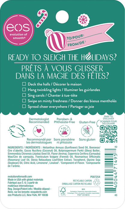 eos Holiday 24H Moisture Super Balm, Candy Cane Swirl, Limited Edition, Stocking Stuffers, Holiday Lip Mask, 0.35 fl oz