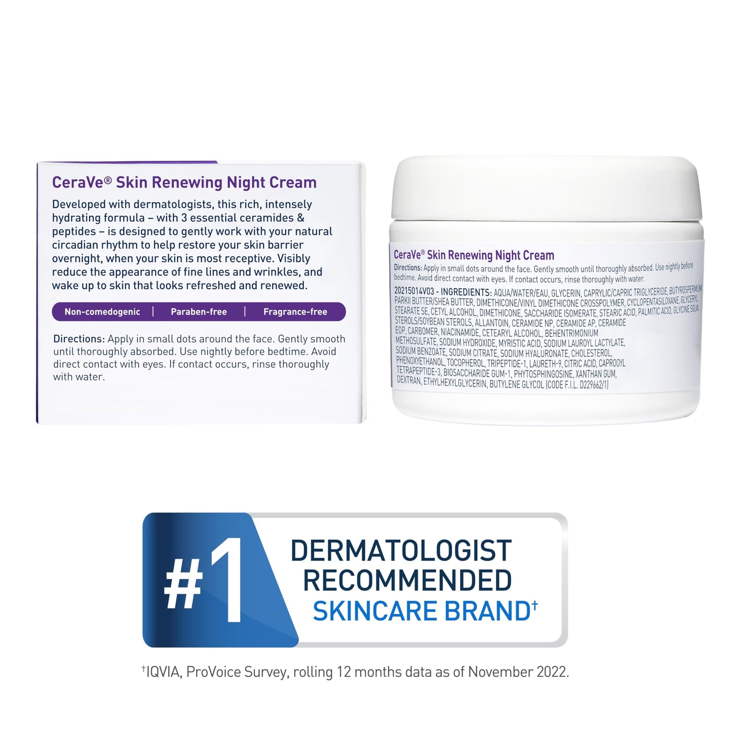 CeraVe Night Cream, Face Moisturizer, Skin Care for Dry Skin, 1.7oz