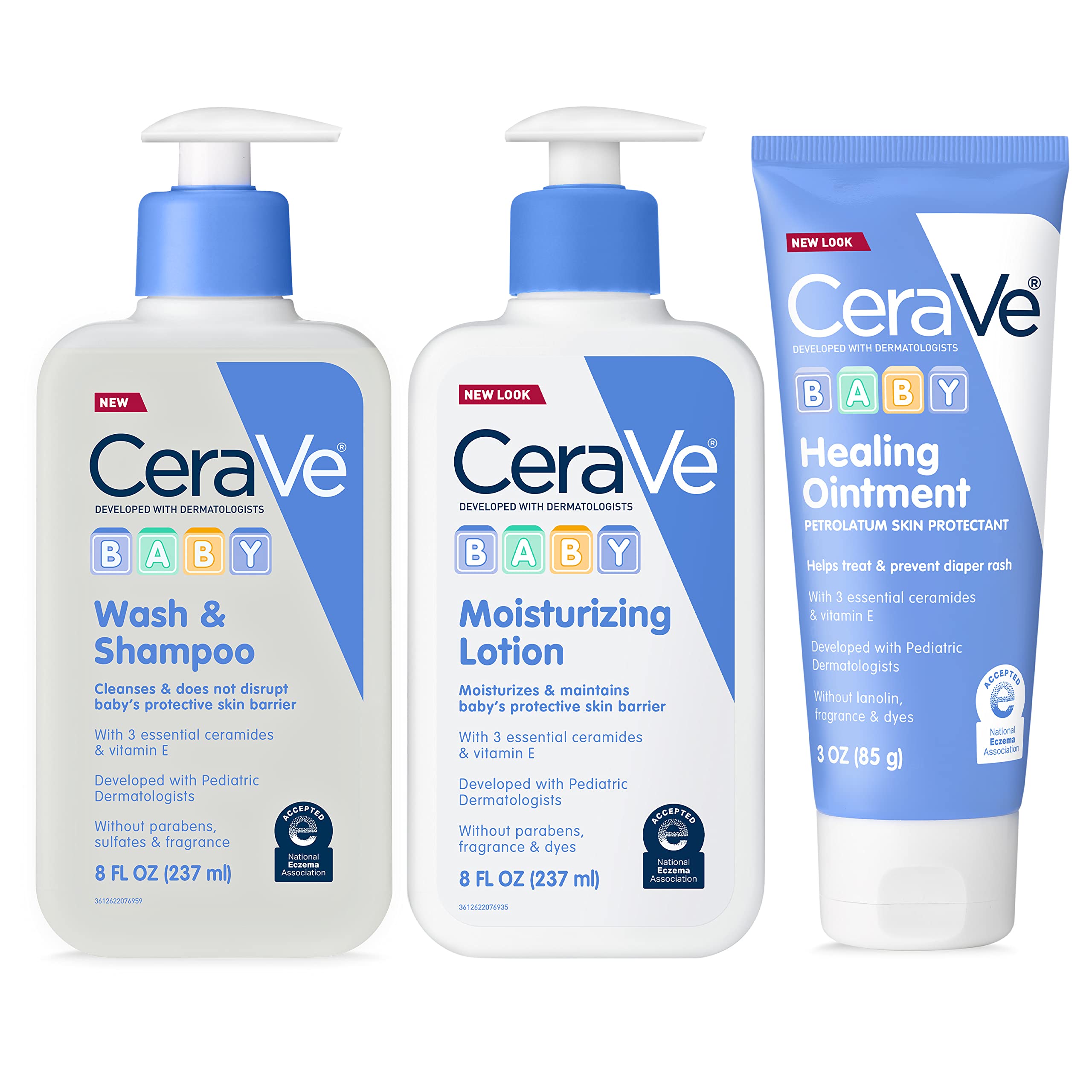 CeraVe Baby Bath Set, Wash & Shampoo, Moisturizing Lotion, Healing Ointment