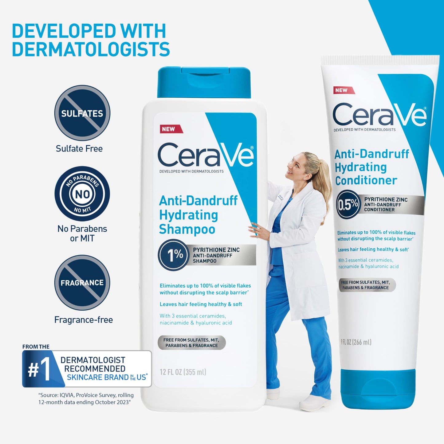 CeraVe Hydrating Anti Dandruff Conditioner with Hyaluronic Acid, 9oz