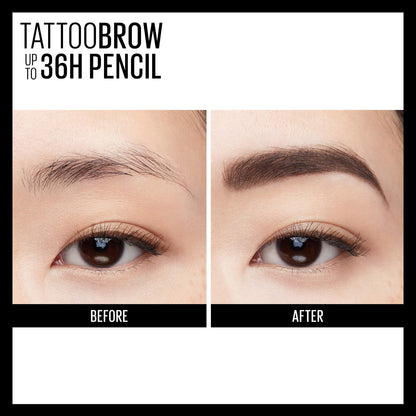 Maybelline TattooStudio Waterproof Eyebrow Pencil, Sharpenable, Longwear, Long Lasting, Pigmented Eyebrow Pencil for Defined Brows, Soft Brown, 1 Count