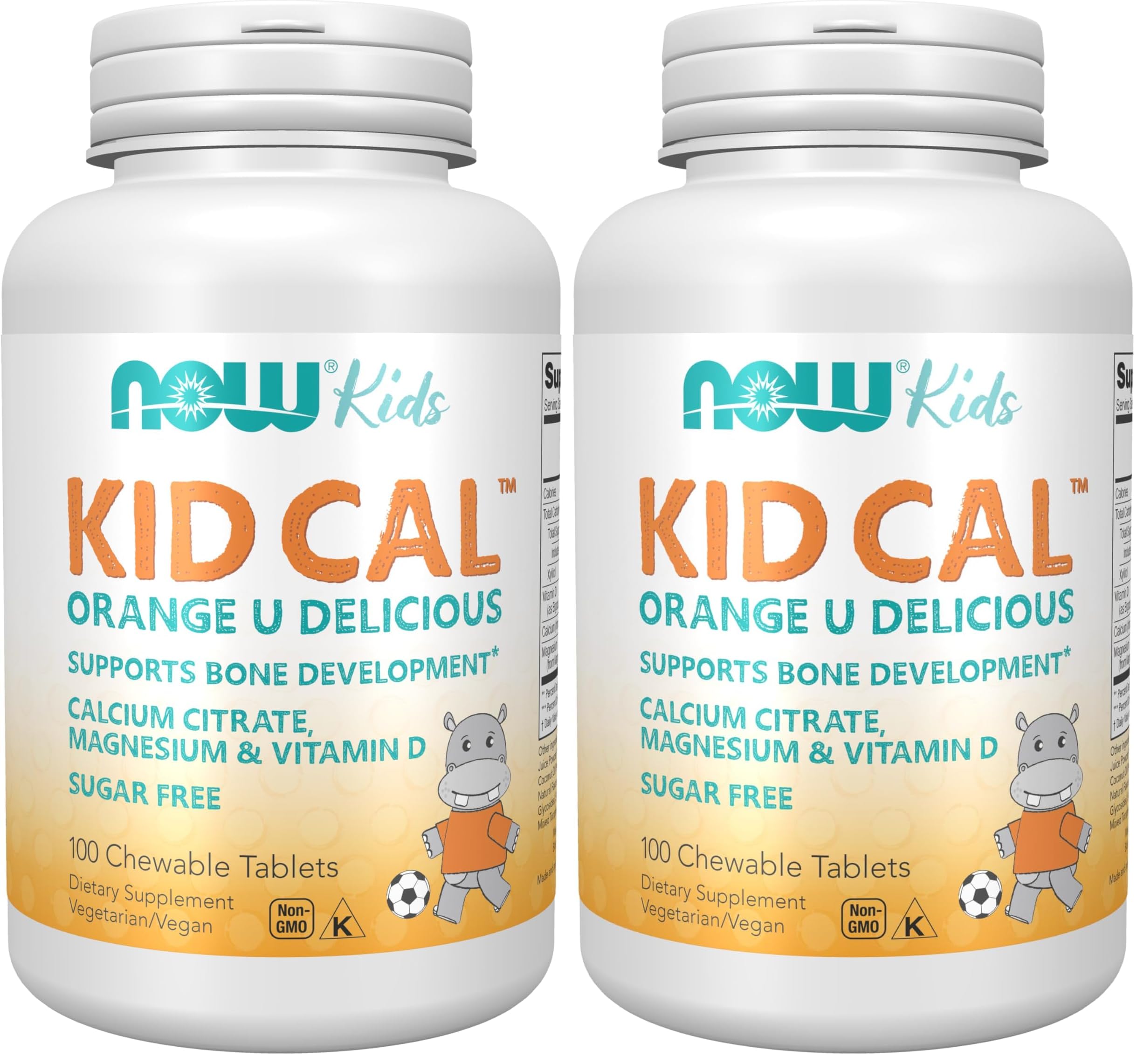NOW Supplements, Kid Cal with Calcium Citrate, Magnesium and Vitamin D, Tart Orange, 100 Chewables, Packaging May Vary (Pack of 2)