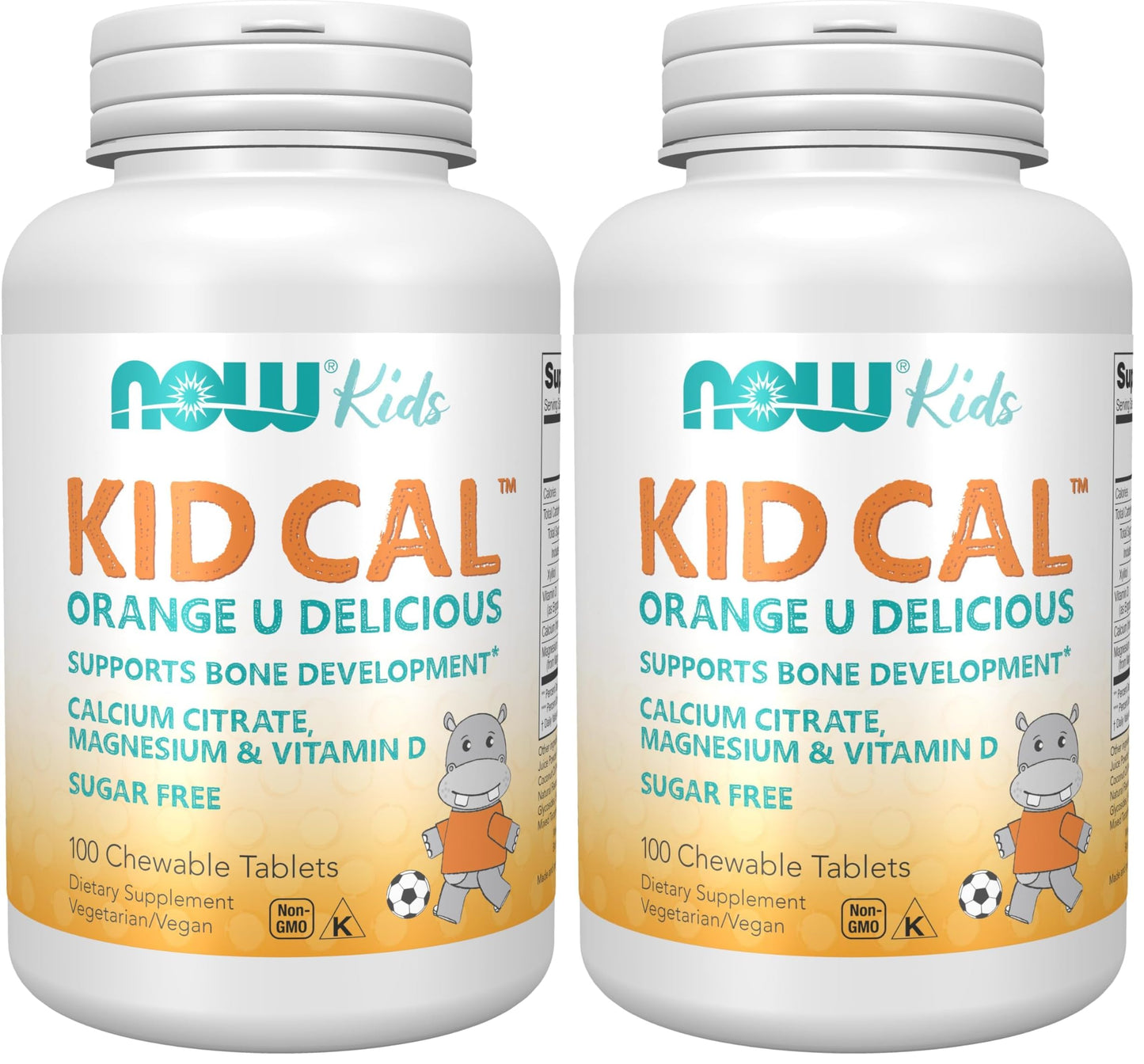 NOW Supplements, Kid Cal with Calcium Citrate, Magnesium and Vitamin D, Tart Orange, 100 Chewables, Packaging May Vary (Pack of 2)