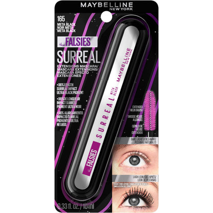 Maybelline The Falsies Surreal Extensions Washable Mascara, Volumizing, Lengthening Mascara Make Up, Meta Black, 1 Count