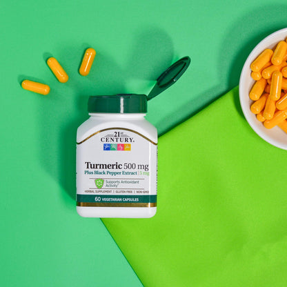 21st Century Turmeric 500mg with Black Pepper Capsules, 60 Count
