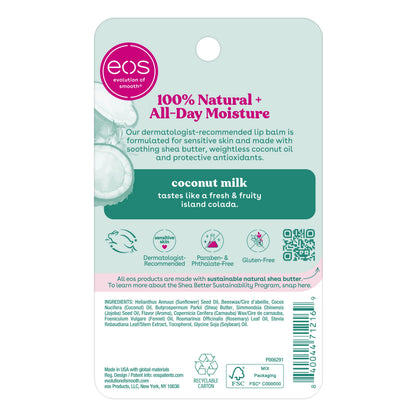 eos 100% Natural Lip Balm- Coconut Milk, All-Day Moisture, 0.14 oz, 2-Pack