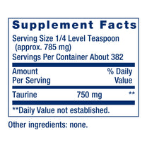 Life Extension Taurine Powder – Healthy Cardiovascular Support, Promotes Brain Health, Healthy Aging, and Muscle and Exercise Recovery – Gluten-Free, Non-GMO, Vegetarian – 300 Grams