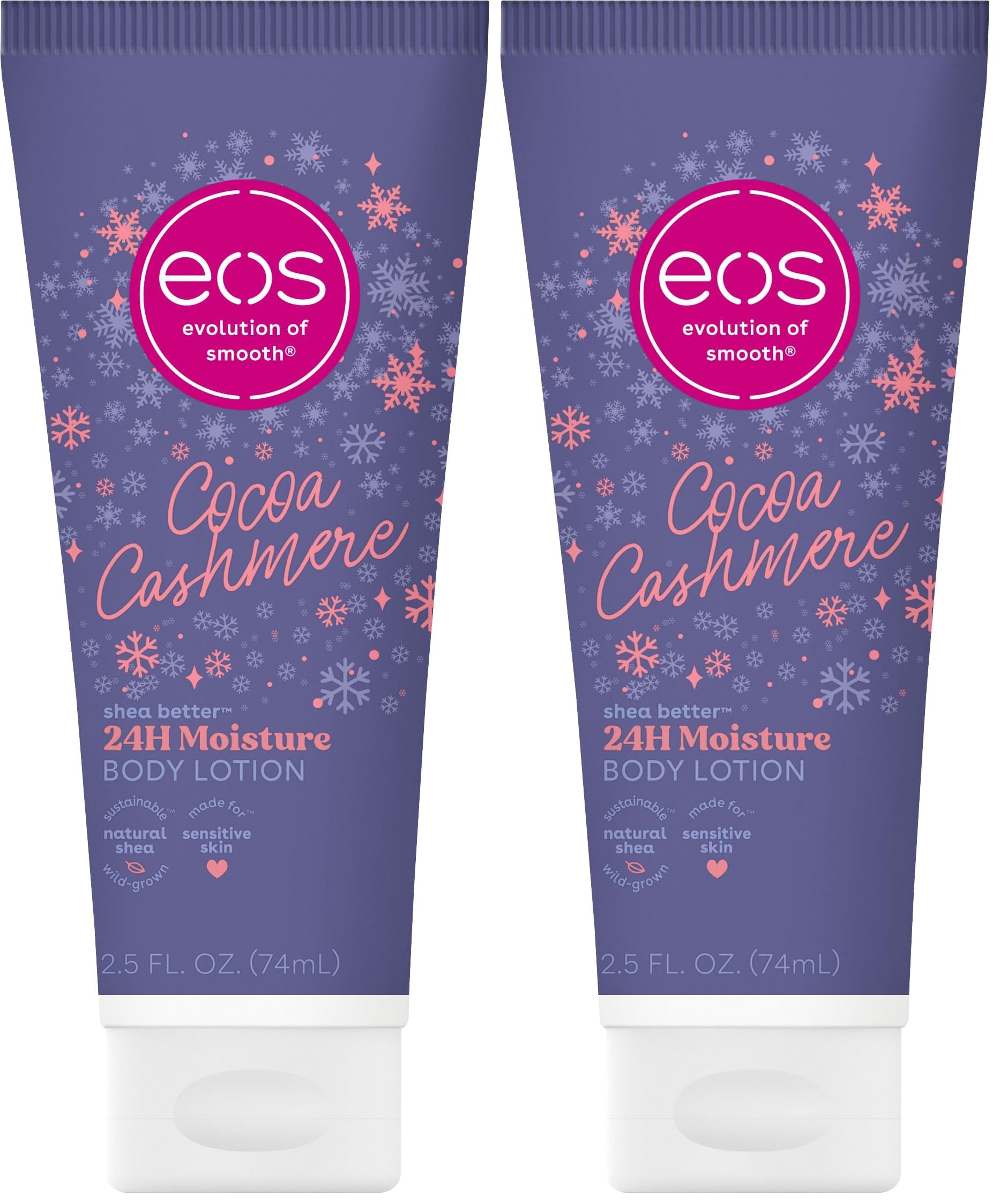 eos Shea Better Travel Size Body Lotion, Cocoa Cashmere, Holiday, Limited Edition Skin Care, 24-Hour Moisture, Body Lotion for Women, travel size toiletries, Vegan, 2.5 fl oz