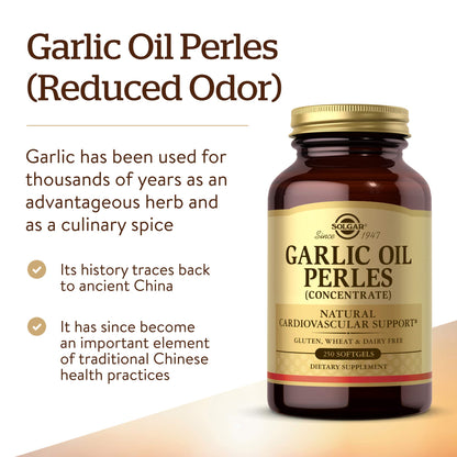 Solgar Garlic Oil Perles, 250 Softgels - Natural Cardiovascular Support